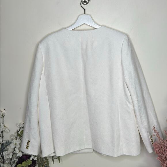 J. CREW COLLECTION Alfie Collarless Blazer Cotton Blend Boucle White {69} - Picture 4 of 7